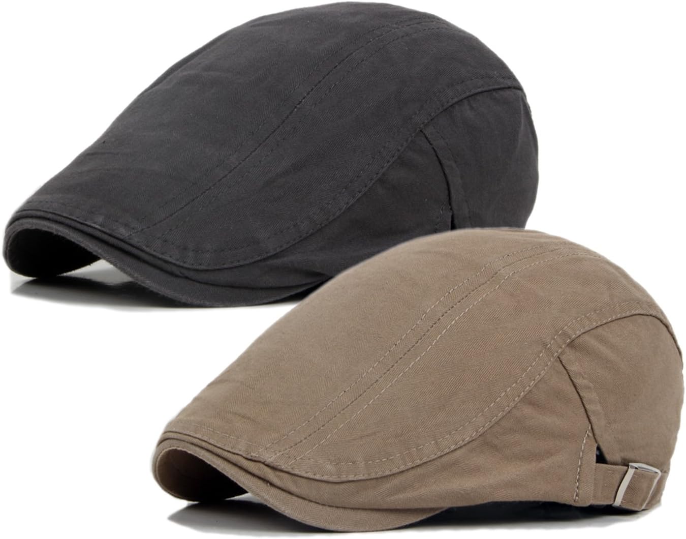 251225055629998_1 Qossi 2 Pack Newsboy Hats for Men Flat Cap Cotton Adjustable Breathable Irish Cabbie Ivy Driving Hunting Hat - Image 1